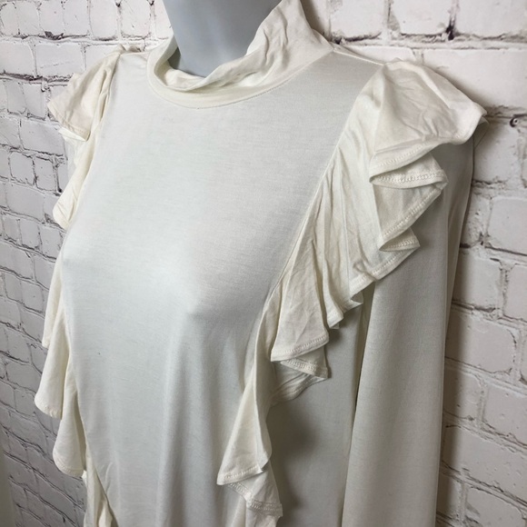(NWT) Buffalo Ruffle Front Mock Neck Long Sleeve Top - Picture 3 of 7
